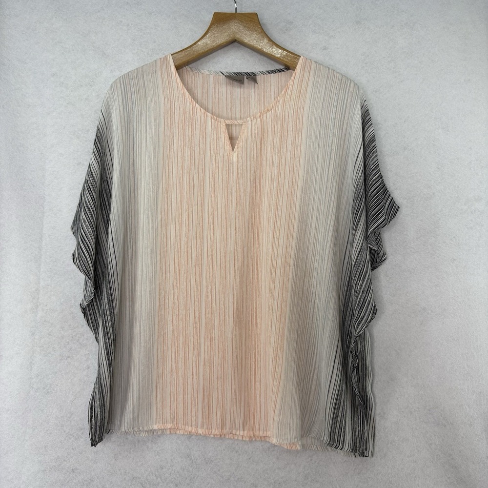 Chicos Women's Sz 3/XL Multi Color Striped Kimono Poncho Blouse‎ Lightweight